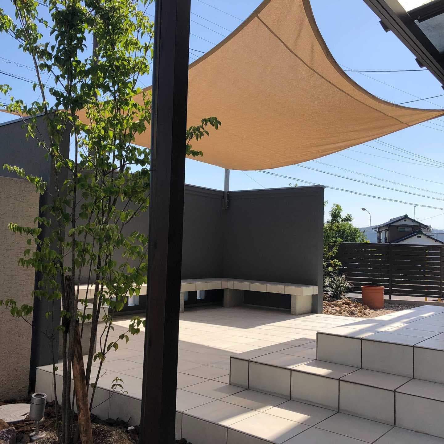 目隠し塀とシェードネット